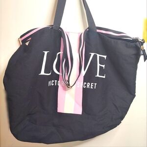 Victoria Secret Love black and pink Weekender bag Large tote bag travel